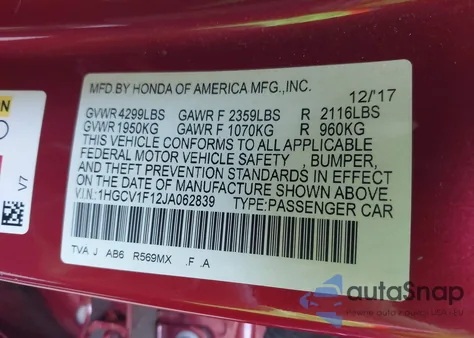 1HGCV1F12JA062839